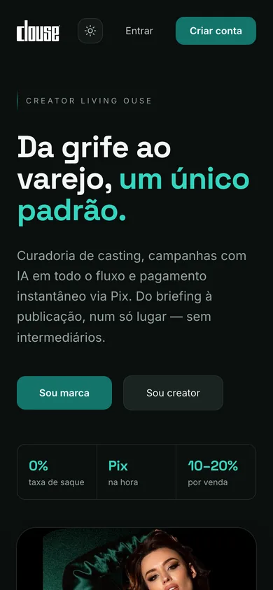 Captura real do site Clouse no celular