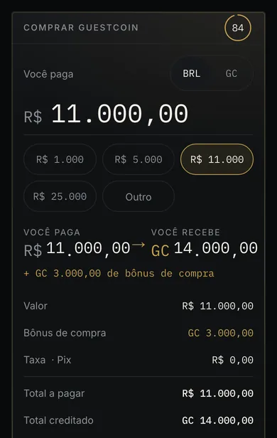 Captura real do site GuestCoin no celular