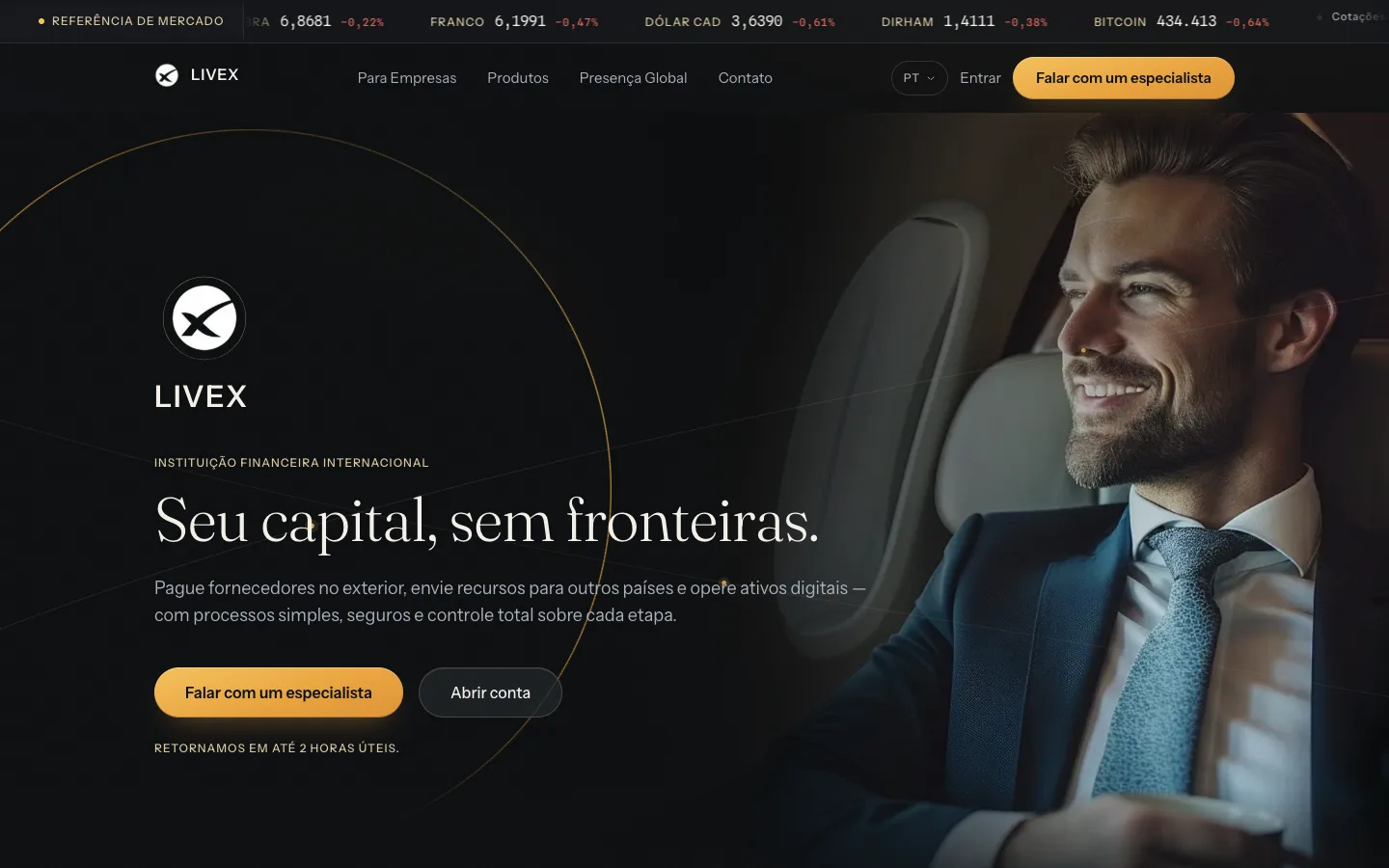 Captura real do site Livex no computador