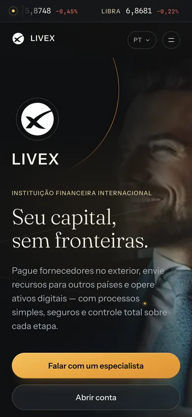 Captura real do site Livex no celular