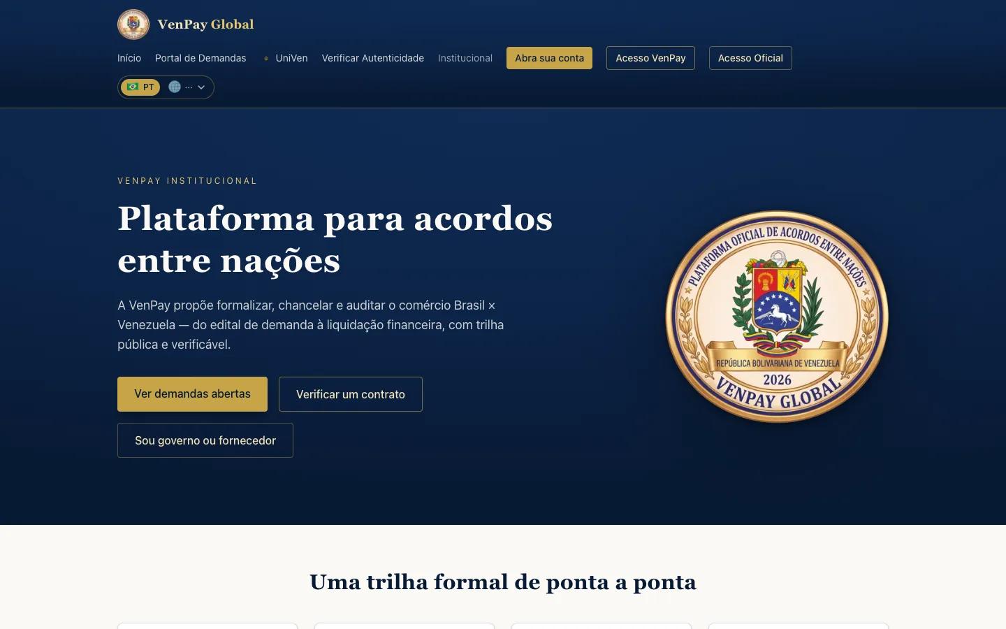 Captura real do site VenPay no computador