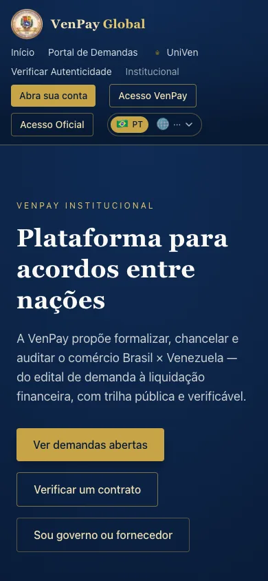 Captura real do site VenPay no celular