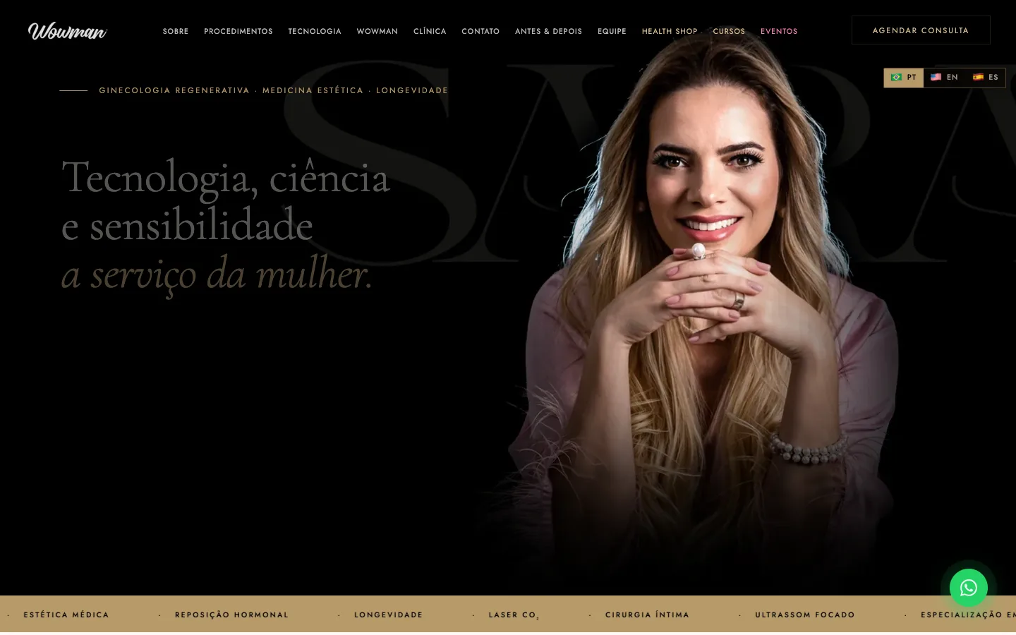 Captura real do site Wowman no computador
